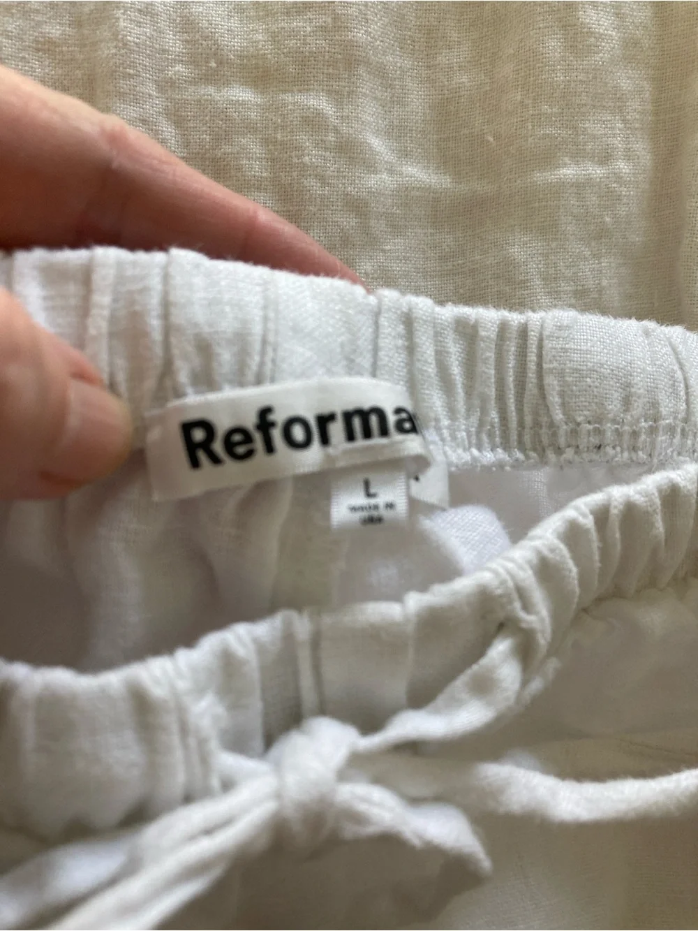 Reformation White Drawstring Wide-Leg Chinos
